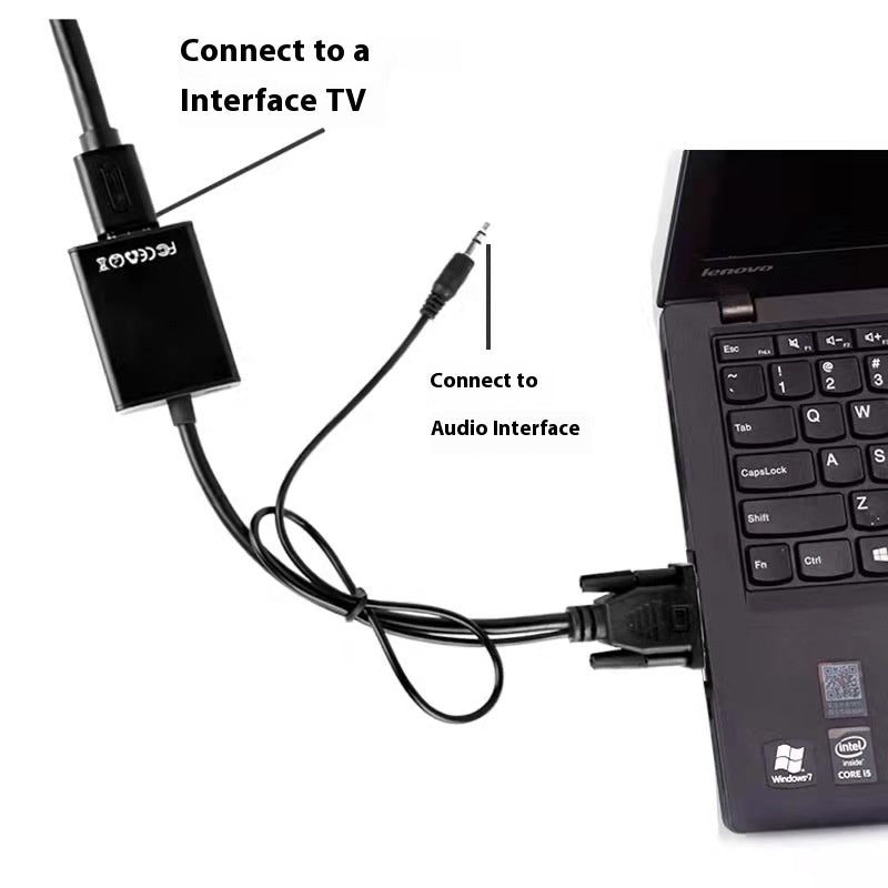 Laptop Black Audio Cable Connection Monitor